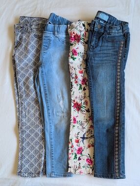 Baby Gap Old Navy Joe Fresh Girls Stretch Denim Jeans Jegging Bundle Lot 4 Pack